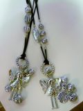 Collar largo abalorios con angelote cadena+cordon antial�rgico mayorista