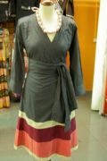 Vestido cruzado gris manga larga mayorista